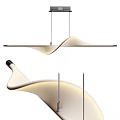Modern Curved Pendant Light Design With Smooth Wave Shape And Hanging Cables 3d model