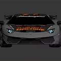 Sleek Silver Sports Car With Orange Racing Stripes And Aerodynamic Spoiler