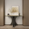 Modern Console Table Design With Decorative Items And Framed Painting 3d model