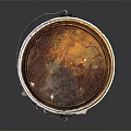 Old Rusted Paint Can With Torn Purple White Label And Rusty Top