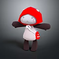 Adorable Cartoon Character In Red Mushroom Hat With White Body And Brown Arms Legs