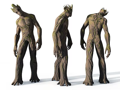 Game and Movie Tree Character with Three Different Poses and Root Body Structure 3d model