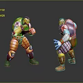 Game and Movie Characters in Confrontation with Battle Stance and Armor