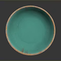 Turquoise Ceramic Bowl With Orange Rim Ideal For Everyday Household Use