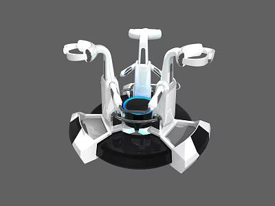 Futuristic Mechanical Device With White Black Structure And Blue Central Accents 3d model