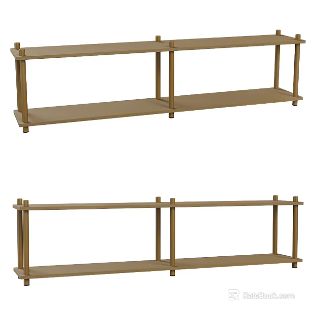 Wooden Coffee Table With Open Shelves Modern Minimalist Storage Design For Living Room 3d model 