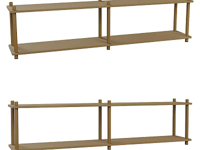 Wooden Coffee Table With Open Shelves Modern Minimalist Storage Design For Living Room 3d model