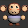 Cute Red Cartoon Monkey Toy With Big Ears Pink Cheeks And Bib Design