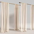Elegant Beige Sheer Curtains Hanging On Metal Rod For Window Decoration