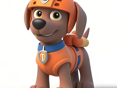Cartoon Reptile Character With Orange Helmet Blue Collar Badge And Backpack 3d model