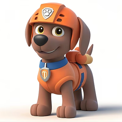 Cartoon Reptile Character With Orange Helmet Blue Collar Badge And Backpack 3d model