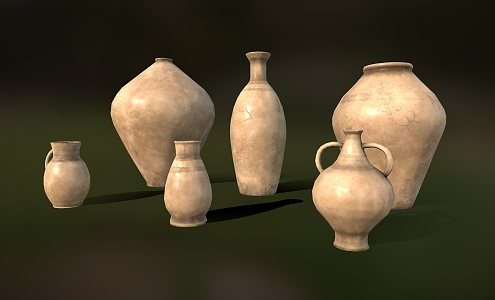 Coil pottery jar water jar ceramic jar 3d model