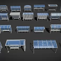 Multiple Styles Of Metal Frame Bus Shelters With Transparent Roof Structures