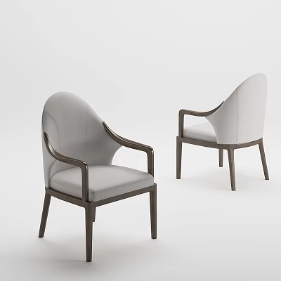 Modern Minimalist Single Chair With Light Gray Upholstery And Dark Brown Wood Armrests 3d model