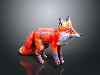 Realistic 3D Red Fox Character With Vivid Fur White Underbelly And Black Legs 3d model
