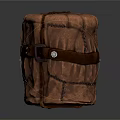 Brown Cylindrical Household Storage Item With Stitched Design And Leather Strap Buckle