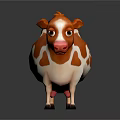 Cute Cartoon Cow Character With Orange White Spots And Playful Design