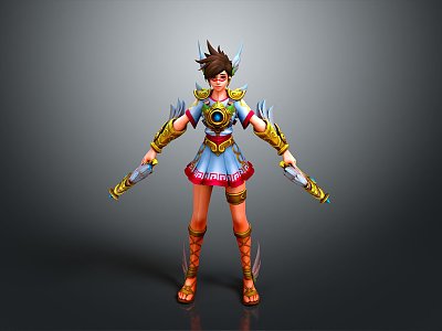 Cosplay Costume COSPLAY Costume Online Game Female Warrior Anime Costume Animation Costume 3d model