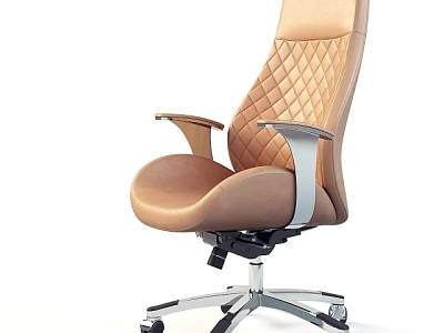 Tan Office Chair With Diamond Quilted Design Silver Armrests And Metal Base 3d model