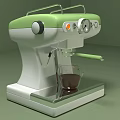 Modern Green And White Coffee Machine With Control Knobs And Glass Carafe 3d model