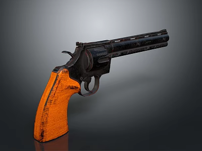 Classic Revolver with Wooden Grip and Metal Barrel Detailed Vintage Firearm Design Showcase 3d model