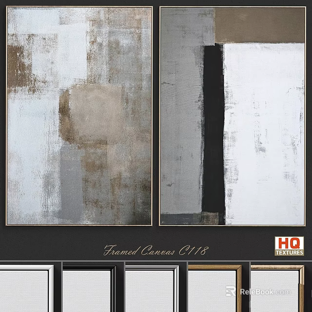 Framed Canvas Abstract Wall Art With Neutral Tones For Modern Home Decor 3d model 