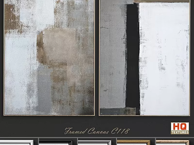Framed Canvas Abstract Wall Art With Neutral Tones For Modern Home Decor 3d model