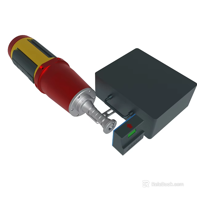 Red And Yellow Electric Tool With Black Power Box And Indicator Lights 3d model 