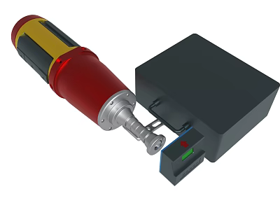 Red And Yellow Electric Tool With Black Power Box And Indicator Lights 3d model