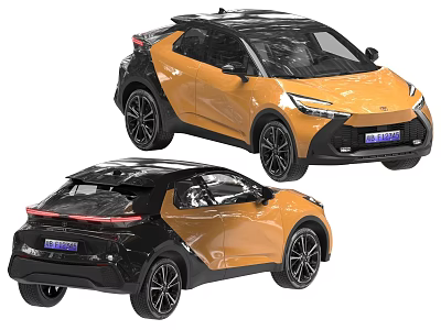 Orange Black Compact Crossover SUV with Modern Sleek Body Sporty Wheels and Dual Views 3d model