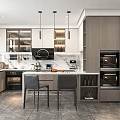 Modern open kitchen 3d model
