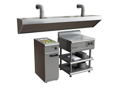 Kitchen Equipment Commercial Kitchen Equipment Range Hood Stove Commercial Stove 3d model