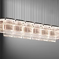 Modern Contemporary Chandelier Design With Geometric Transparent Panels And Hanging Cables