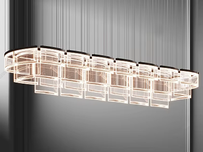 Modern Contemporary Chandelier Design With Geometric Transparent Panels And Hanging Cables 3d model