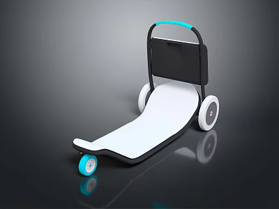 Modern Design Scooter With Blue Handle White Deck Black Frame And Wheels 3d model