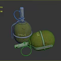 Two Yellow Hand Grenade Weapon With F1 RGD5 Models Metal Safety Pin And Fuse