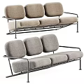 Modern Minimalist Three Seater Sofa With Gray Fabric Upholstery And Metal Frame