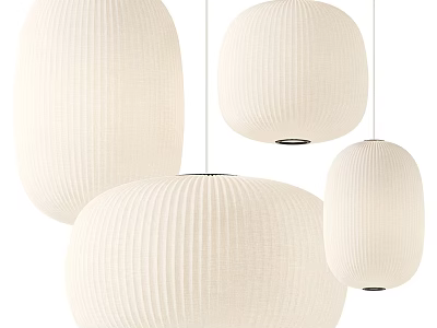 White Pleated Pendant Lights In Various Sizes For Interior Decor Design 3d model