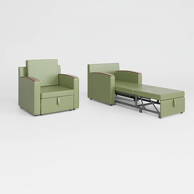 Green Single Sofa With Convertible Footstool Design Comfortable Armrests And Modern Look 3d model
