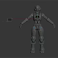 Detailed Gray Humanoid Robot With Mechanical Armor Helmet And Articulated Joints