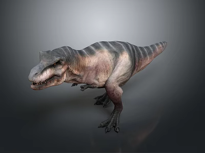 Realistic Striped Tyrannosaurus Rex Dinosaur Standing Pose 3D Render Model 3d model