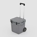 Gray Storage Box With Telescopic Handle And Wheels For Home Use
