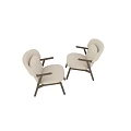 Modern Comfortable Lounge Chairs With Wooden Frame And Cream Padded Seats