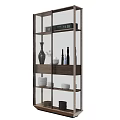 Modern Glass Door Display Storage Cabinet With Vases Wine Bottles And Dishes