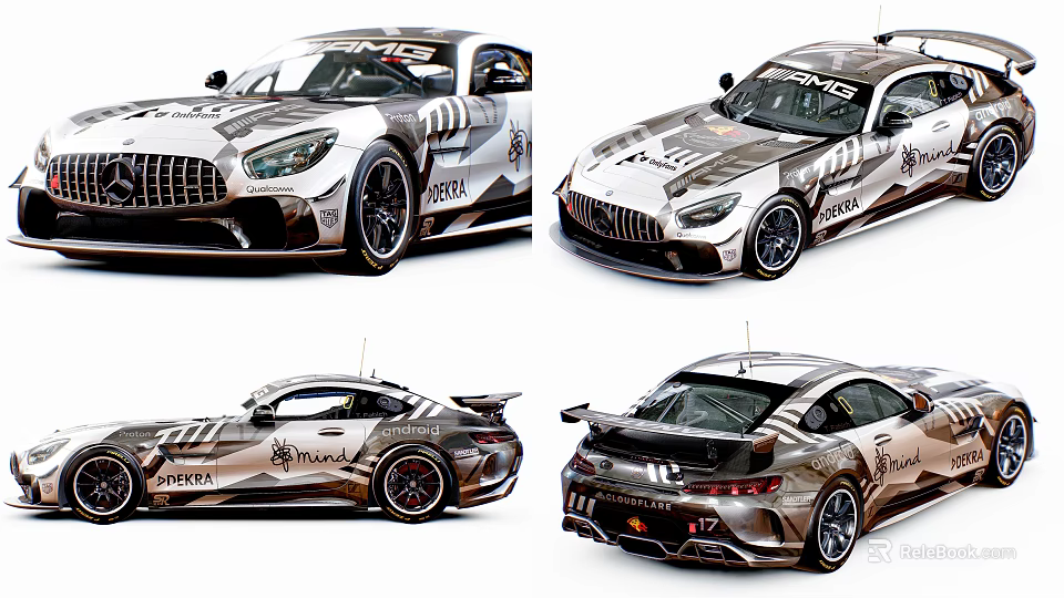 Racing Car With Striking Livery Multiple Views And Aerodynamic Features 3d model 