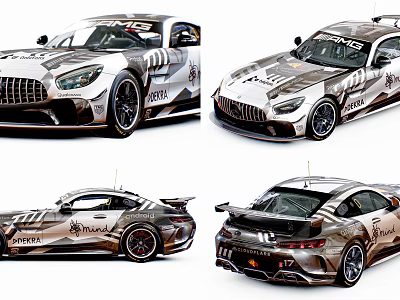 Racing Car With Striking Livery Multiple Views And Aerodynamic Features 3d model