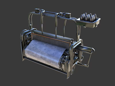 Industrial Fabric Processing Machinery With Heavy Duty Metal Frame And Roller System 3d model