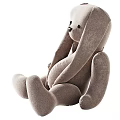 Soft Beige Plush Rabbit Toy With Long Ears In Sitting Position