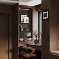 Luxury Dark Wood Dressing Table With Built In Display Shelves And Stylish Home Decor Pieces