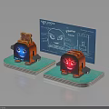 Colorful Electronic Appliance Toasters With Blue Red Smiley Faces And KyotoNica Blueprints